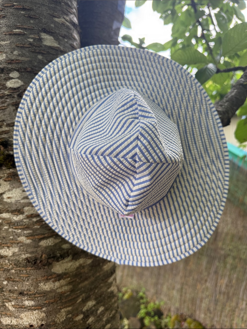 Ruffle Butts SOFT Wide-Brim Sun Hat in Blue and White